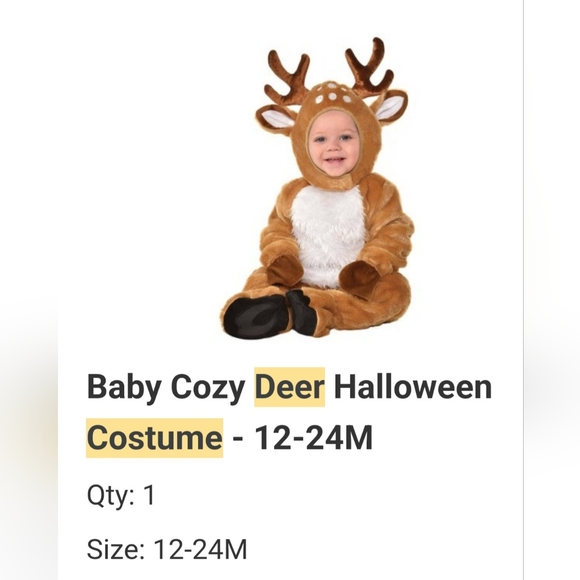 Like New Deer Fawn Costume 12-24 Months Cozy Warm - Picture 2 of 10
